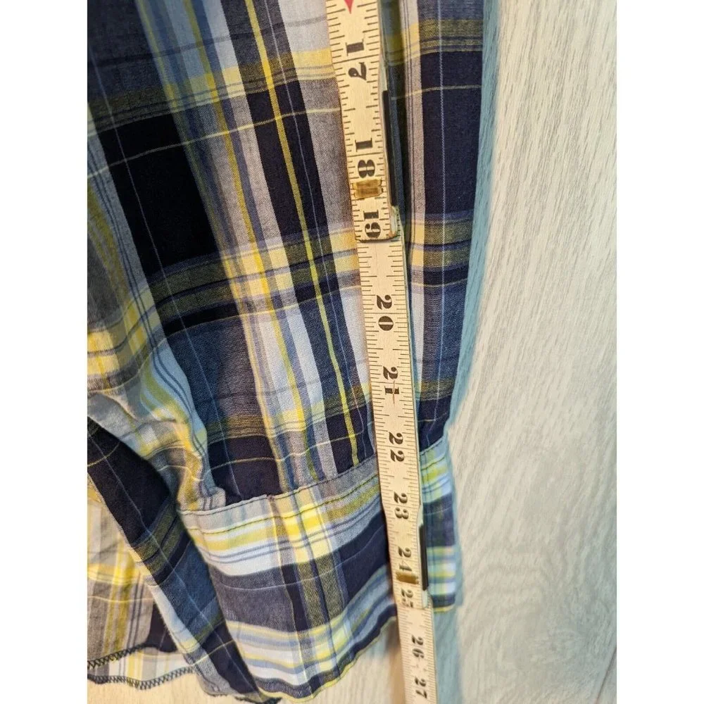 VTG Wrangler Shirt Mens XL Yellow Blue Plaid Western Pearl Snap Cowboy Rodeo
